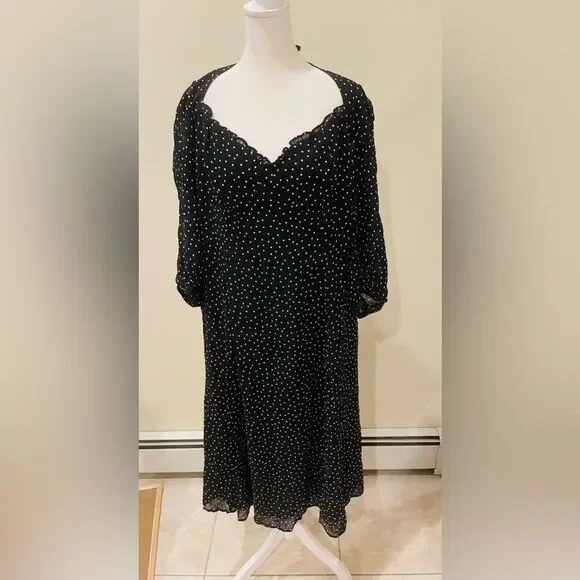 REFORMATION $278 heart shape ruffle Polka Dot Print Long Dress 14 - Picture 2 of 8